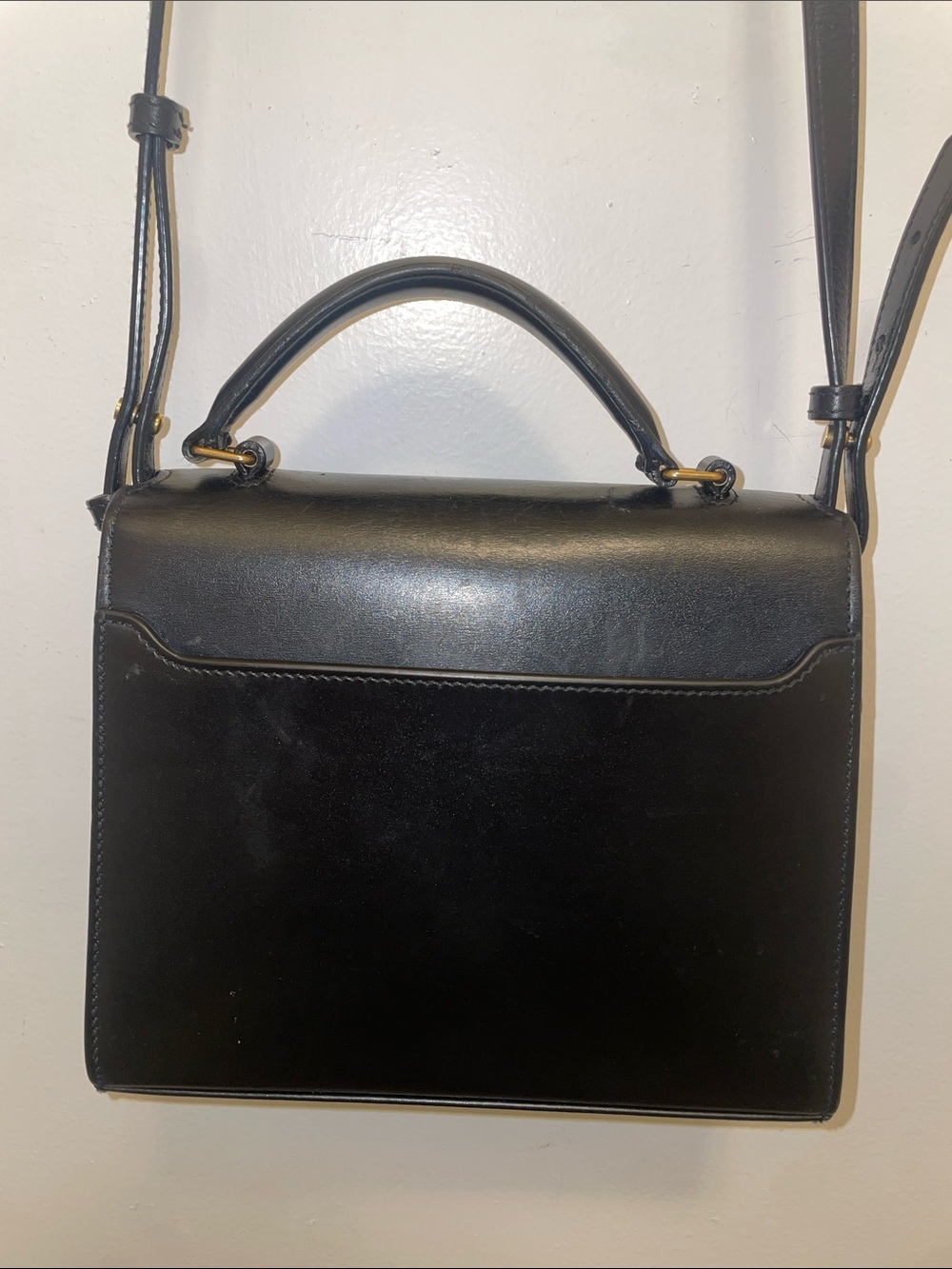 CASSANDRA MINI TOP HANDLE BAG IN GRAIN DE POUDRE EMBOSSED LEATHER - Picture 6 of 10